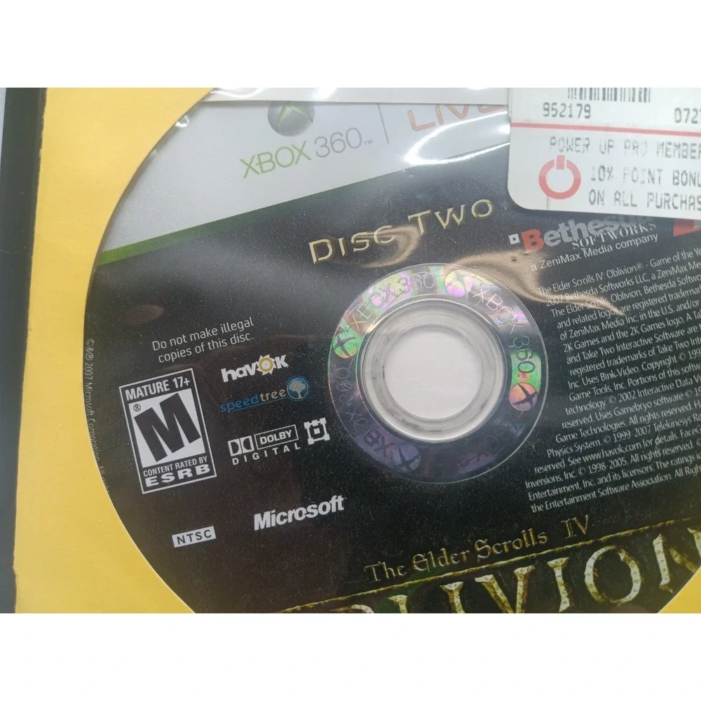XBOX 360 - Elder Scrolls IV OBLIVION Game of the year Edition - No Manual or Map